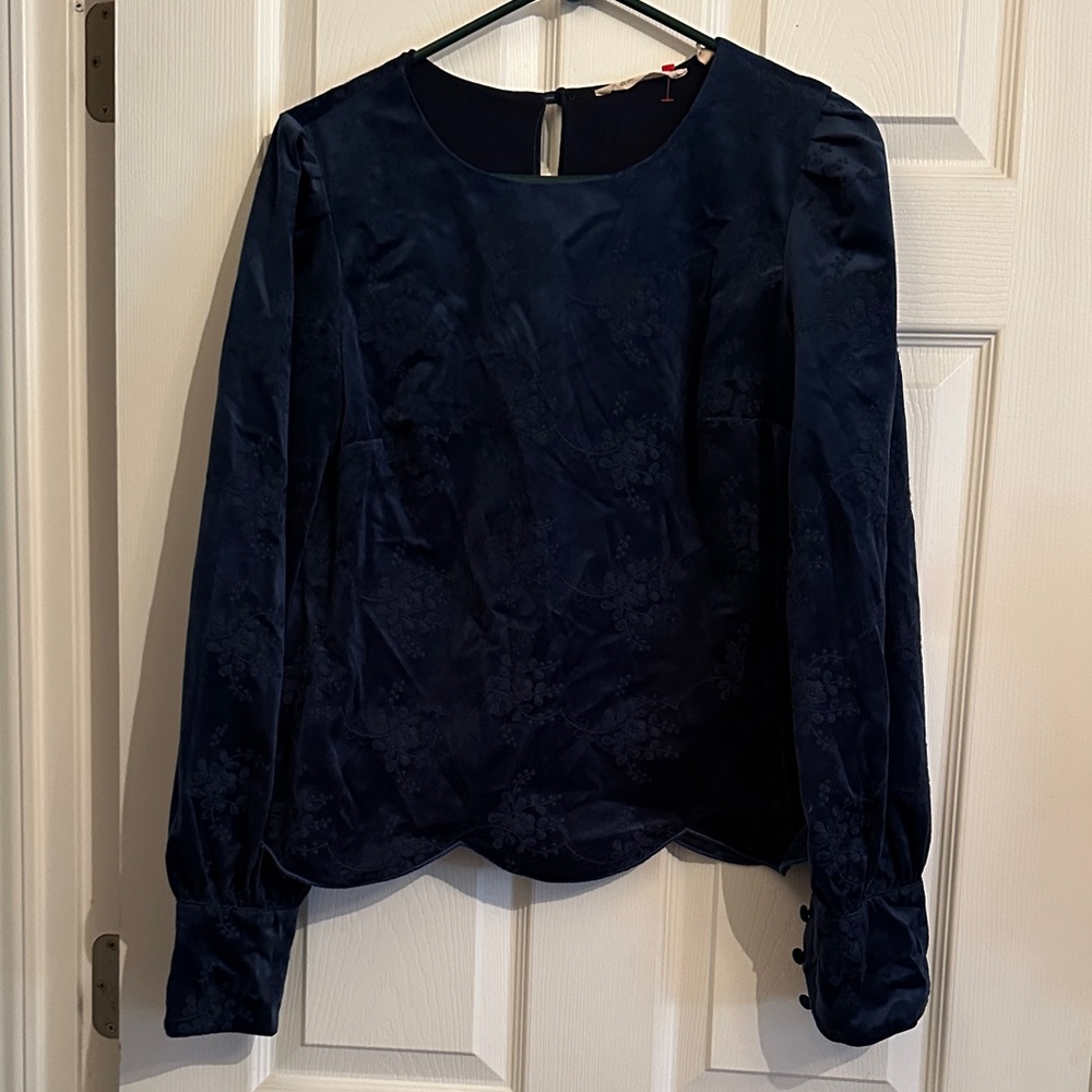 Elegant long sleeve Navy Blue Women's Top